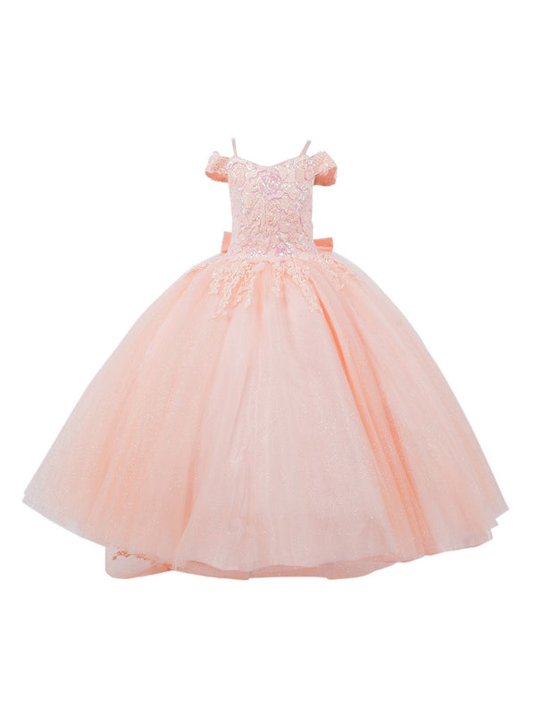 Girls Multi Color Bliss Mini Quince Off-Shoulder Tail Pageant Dress 2-16 - SophiasStyle.com